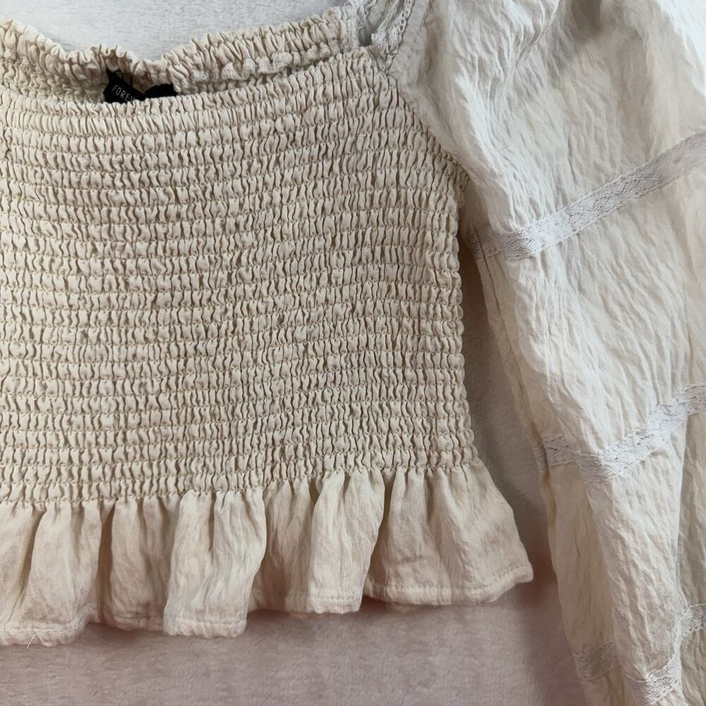 Milkmaid Sz S Top Cottagecore Coquette Babydoll Peasant Smocked Balloon Sleeve - Picture 4 of 12